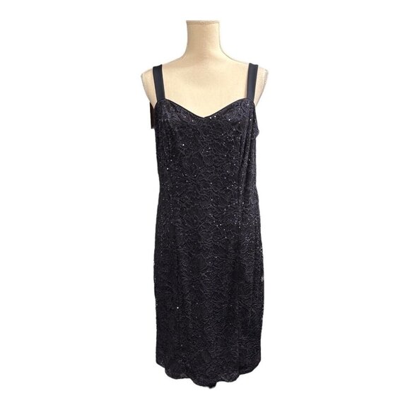 R&M Richards Womens 14 Sequin Midi Dress With Sheer Jacket Blue Halter Formal - Picture 8 of 16